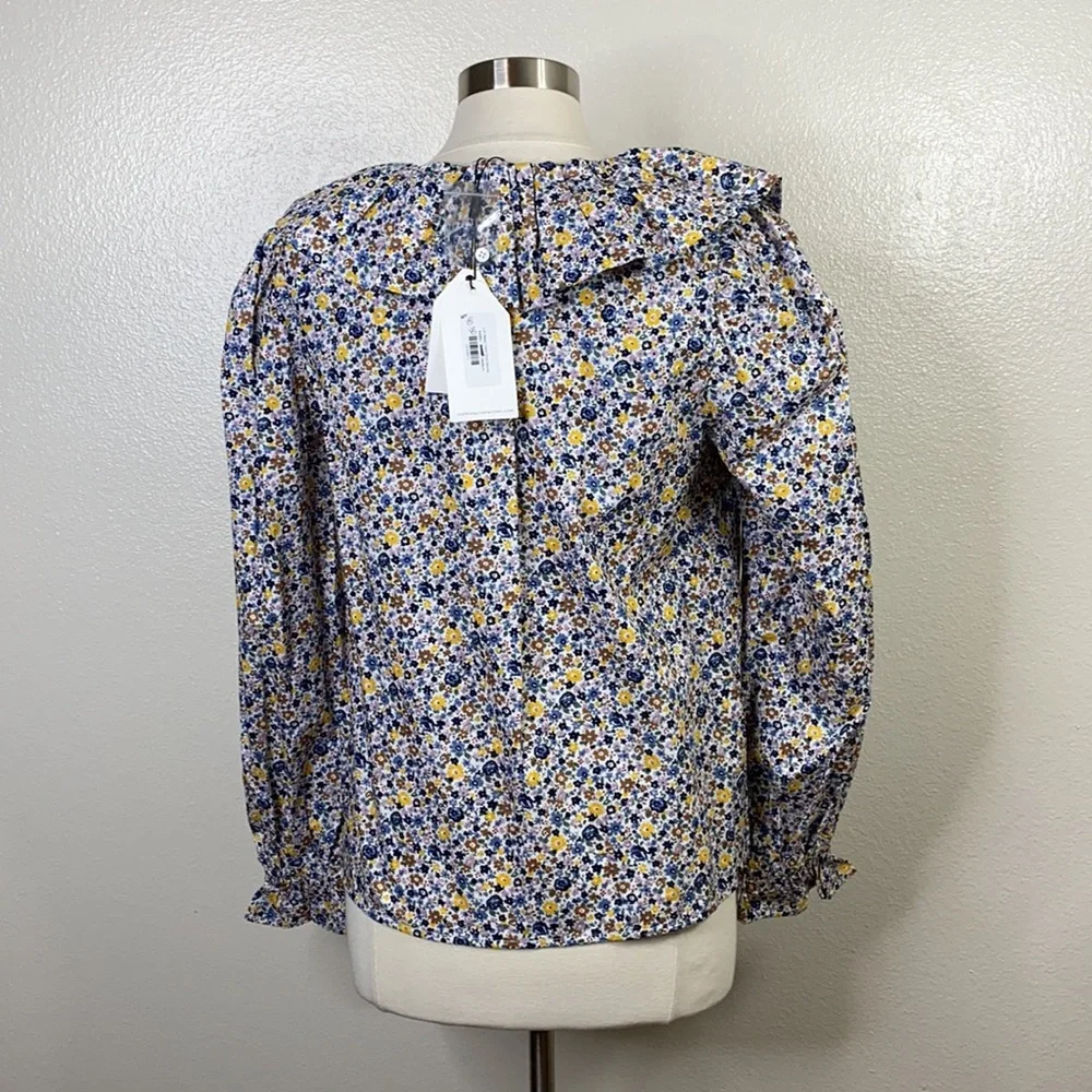 ENGLISH FACTORY Blue Floral Print Ruffle Top - Picture 5 of 10